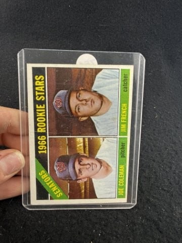 1966 Topps Joe Coleman & Jim French Baseball Card: KEY WORDS: INDIAN ARTIFACT ARTIFACTS ARROWHEAD ARROWHEADS NATIVE AMERICAN MISSISSIPPIAN QUAPAW CADDO POTTERY COINS MORGAN DOLLAR PEACE DOLLAR SILVER COINS. All coins have been Sigma tested for authent