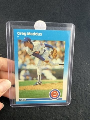 1987 Fleer Greg Maddux Baseball Card: KEY WORDS: INDIAN ARTIFACT ARTIFACTS ARROWHEAD ARROWHEADS NATIVE AMERICAN MISSISSIPPIAN QUAPAW CADDO POTTERY COINS MORGAN DOLLAR PEACE DOLLAR SILVER COINS. All coins have been Sigma tested for