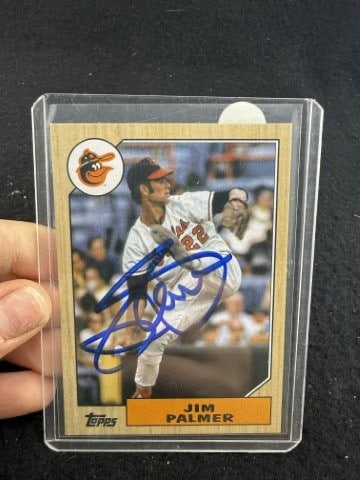 Jim Palmer Hand Signed Authentic Autograph: KEY WORDS: INDIAN ARTIFACT ARTIFACTS ARROWHEAD ARROWHEADS NATIVE AMERICAN MISSISSIPPIAN QUAPAW CADDO POTTERY COINS MORGAN DOLLAR PEACE DOLLAR SILVER COINS. All coins have been Sigma tested for