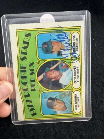 Carlton Fisk Hand Signed Authentic Autograph: KEY WORDS: INDIAN ARTIFACT ARTIFACTS ARROWHEAD ARROWHEADS NATIVE AMERICAN MISSISSIPPIAN QUAPAW CADDO POTTERY COINS MORGAN DOLLAR PEACE DOLLAR SILVER COINS. All coins have been Sigma tested for authent