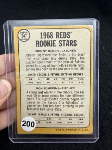 1968 Topps Jonny Bench Baseball Card - 2