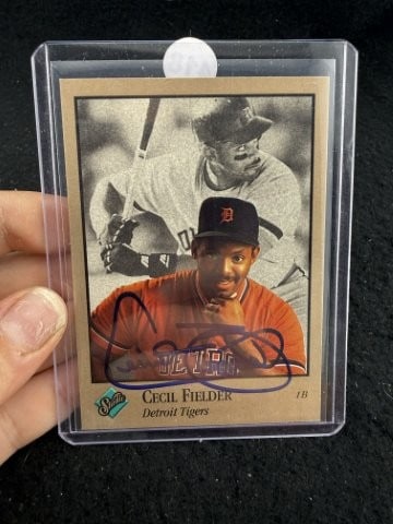 Cecil Fielder Hand Signed Authentic Autograph: KEY WORDS: INDIAN ARTIFACT ARTIFACTS ARROWHEAD ARROWHEADS NATIVE AMERICAN MISSISSIPPIAN QUAPAW CADDO POTTERY COINS MORGAN DOLLAR PEACE DOLLAR SILVER COINS. All coins have been Sigma tested for