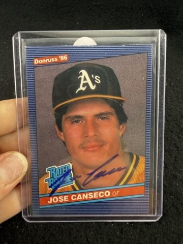 Jose Canseco Hand Signed Authentic Autograph: KEY WORDS: INDIAN ARTIFACT ARTIFACTS ARROWHEAD ARROWHEADS NATIVE AMERICAN MISSISSIPPIAN QUAPAW CADDO POTTERY COINS MORGAN DOLLAR PEACE DOLLAR SILVER COINS. All coins have been Sigma tested for authent