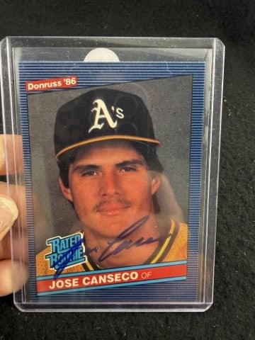 Jose Canseco Hand Signed Authentic Autograph: KEY WORDS: INDIAN ARTIFACT ARTIFACTS ARROWHEAD ARROWHEADS NATIVE AMERICAN MISSISSIPPIAN QUAPAW CADDO POTTERY COINS MORGAN DOLLAR PEACE DOLLAR SILVER COINS. All coins have been Sigma tested for