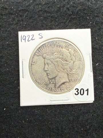 1922 S Peace Silver Dollar Coin: KEY WORDS: INDIAN ARTIFACT ARTIFACTS ARROWHEAD ARROWHEADS NATIVE AMERICAN MISSISSIPPIAN QUAPAW CADDO POTTERY COINS MORGAN DOLLAR PEACE DOLLAR SILVER COINS. All coins have been Sigma tested for authent