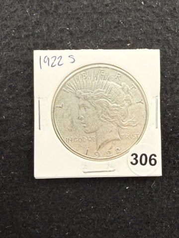 1922 S Peace Silver Dollar Coin: KEY WORDS: INDIAN ARTIFACT ARTIFACTS ARROWHEAD ARROWHEADS NATIVE AMERICAN MISSISSIPPIAN QUAPAW CADDO POTTERY COINS MORGAN DOLLAR PEACE DOLLAR SILVER COINS. All coins have been Sigma tested for authent