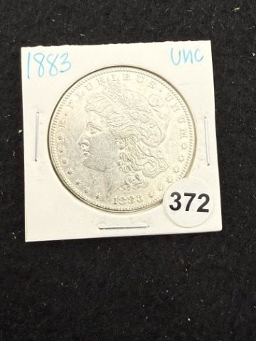 1883 UNC Morgan Silver Dollar Coin: KEY WORDS: INDIAN ARTIFACT ARTIFACTS ARROWHEAD ARROWHEADS NATIVE AMERICAN MISSISSIPPIAN QUAPAW CADDO POTTERY COINS MORGAN DOLLAR PEACE DOLLAR SILVER COINS. All coins have been Sigma tested for authent