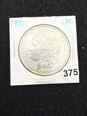 1900 UNC Morgan Silver Dollar Coin: KEY WORDS: INDIAN ARTIFACT ARTIFACTS ARROWHEAD ARROWHEADS NATIVE AMERICAN MISSISSIPPIAN QUAPAW CADDO POTTERY COINS MORGAN DOLLAR PEACE DOLLAR SILVER COINS. All coins have been Sigma tested for