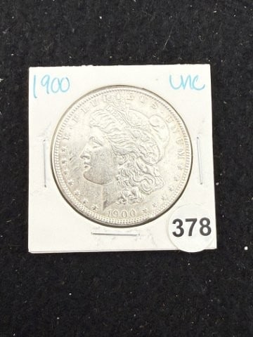 1900 UNC Morgan Silver Dollar Coin: KEY WORDS: INDIAN ARTIFACT ARTIFACTS ARROWHEAD ARROWHEADS NATIVE AMERICAN MISSISSIPPIAN QUAPAW CADDO POTTERY COINS MORGAN DOLLAR PEACE DOLLAR SILVER COINS. All coins have been Sigma tested for authent
