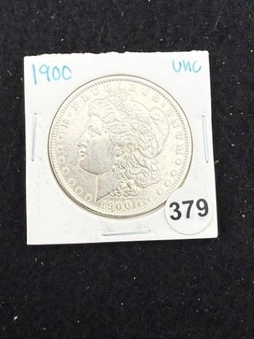 1900 UNC Morgan Silver Dollar Coin: KEY WORDS: INDIAN ARTIFACT ARTIFACTS ARROWHEAD ARROWHEADS NATIVE AMERICAN MISSISSIPPIAN QUAPAW CADDO POTTERY COINS MORGAN DOLLAR PEACE DOLLAR SILVER COINS. All coins have been Sigma tested for authent