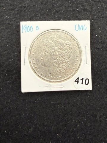 1900 O UNC Morgan Silver Dollar Coin: KEY WORDS: INDIAN ARTIFACT ARTIFACTS ARROWHEAD ARROWHEADS NATIVE AMERICAN MISSISSIPPIAN QUAPAW CADDO POTTERY COINS MORGAN DOLLAR PEACE DOLLAR SILVER COINS. All coins have been Sigma tested for authent