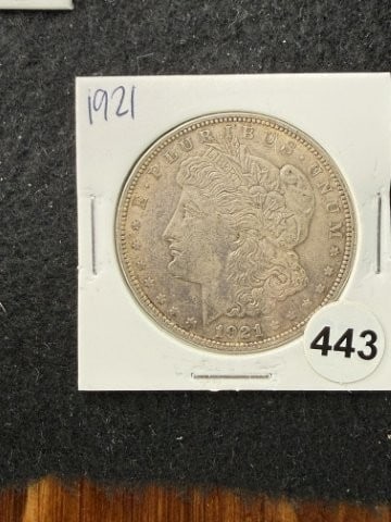 1921 Morgan Silver Dollar Coin: KEY WORDS: INDIAN ARTIFACT ARTIFACTS ARROWHEAD ARROWHEADS NATIVE AMERICAN MISSISSIPPIAN QUAPAW CADDO POTTERY COINS MORGAN DOLLAR PEACE DOLLAR SILVER COINS. All coins have been Sigma tested for authent