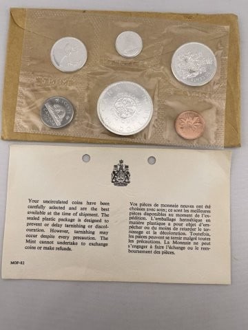 1964 Canadian Mint Coin Proof Set: KEY WORDS: INDIAN ARTIFACT ARTIFACTS ARROWHEAD ARROWHEADS NATIVE AMERICAN MISSISSIPPIAN QUAPAW CADDO POTTERY COINS MORGAN DOLLAR PEACE DOLLAR SILVER COINS. All coins have been Sigma tested for authent