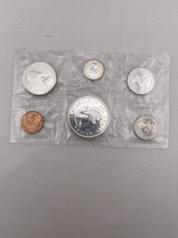 1963 Canadian Mint Coin Proof Set: KEY WORDS: INDIAN ARTIFACT ARTIFACTS ARROWHEAD ARROWHEADS NATIVE AMERICAN MISSISSIPPIAN QUAPAW CADDO POTTERY COINS MORGAN DOLLAR PEACE DOLLAR SILVER COINS. All coins have been Sigma tested for authent