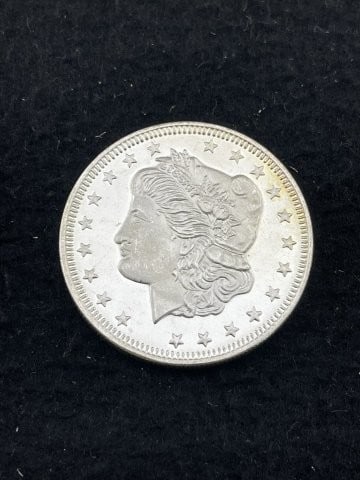 1 Ounce .999 Fine Silver Round Coin: KEY WORDS: INDIAN ARTIFACT ARTIFACTS ARROWHEAD ARROWHEADS NATIVE AMERICAN MISSISSIPPIAN QUAPAW CADDO POTTERY COINS MORGAN DOLLAR PEACE DOLLAR SILVER COINS. All coins have been Sigma tested for authent