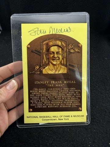 Stan Musial Hand Signed Authentic Autograph: KEY WORDS: INDIAN ARTIFACT ARTIFACTS ARROWHEAD ARROWHEADS NATIVE AMERICAN MISSISSIPPIAN QUAPAW CADDO POTTERY COINS MORGAN DOLLAR PEACE DOLLAR SILVER COINS. All coins have been Sigma tested for authent