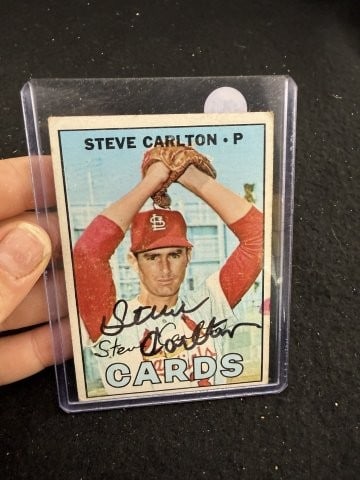 Steve Carlton Hand Signed Authentic Autograph: KEY WORDS: INDIAN ARTIFACT ARTIFACTS ARROWHEAD ARROWHEADS NATIVE AMERICAN MISSISSIPPIAN QUAPAW CADDO POTTERY COINS MORGAN DOLLAR PEACE DOLLAR SILVER COINS. All coins have been Sigma tested for