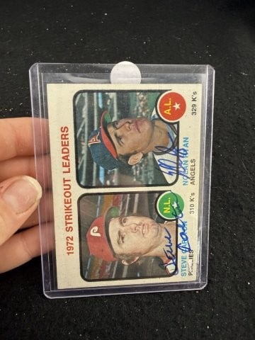Steve Carlton & Nolan Ryan Hand Signed Authentic Autograph: KEY WORDS: INDIAN ARTIFACT ARTIFACTS ARROWHEAD ARROWHEADS NATIVE AMERICAN MISSISSIPPIAN QUAPAW CADDO POTTERY COINS MORGAN DOLLAR PEACE DOLLAR SILVER COINS. All coins have been Sigma tested for authent