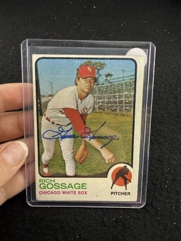 Goose Gossage Hand Signed Authentic Autograph: KEY WORDS: INDIAN ARTIFACT ARTIFACTS ARROWHEAD ARROWHEADS NATIVE AMERICAN MISSISSIPPIAN QUAPAW CADDO POTTERY COINS MORGAN DOLLAR PEACE DOLLAR SILVER COINS. All coins have been Sigma tested for authent