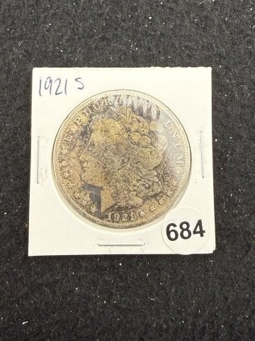 1921 S Morgan Silver Dollar Coin: KEY WORDS: INDIAN ARTIFACT ARTIFACTS ARROWHEAD ARROWHEADS NATIVE AMERICAN MISSISSIPPIAN QUAPAW CADDO POTTERY COINS MORGAN DOLLAR PEACE DOLLAR SILVER COINS. All coins have been Sigma tested for