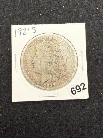 1921 S Morgan Silver Dollar Coin: KEY WORDS: INDIAN ARTIFACT ARTIFACTS ARROWHEAD ARROWHEADS NATIVE AMERICAN MISSISSIPPIAN QUAPAW CADDO POTTERY COINS MORGAN DOLLAR PEACE DOLLAR SILVER COINS. All coins have been Sigma tested for authent