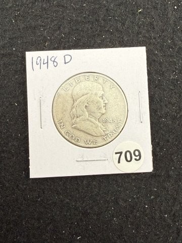 1948 D Franklin Half Dollar Silver Coin (1 of 2)