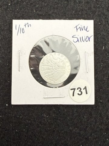 1/10th Fine Silver Coin: KEY WORDS: INDIAN ARTIFACT ARTIFACTS ARROWHEAD ARROWHEADS NATIVE AMERICAN MISSISSIPPIAN QUAPAW CADDO POTTERY COINS MORGAN DOLLAR PEACE DOLLAR SILVER COINS. All coins have been Sigma tested for