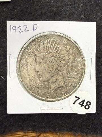 1922 D Peace Silver Dollar Coin: KEY WORDS: INDIAN ARTIFACT ARTIFACTS ARROWHEAD ARROWHEADS NATIVE AMERICAN MISSISSIPPIAN QUAPAW CADDO POTTERY COINS MORGAN DOLLAR PEACE DOLLAR SILVER COINS. All coins have been Sigma tested for