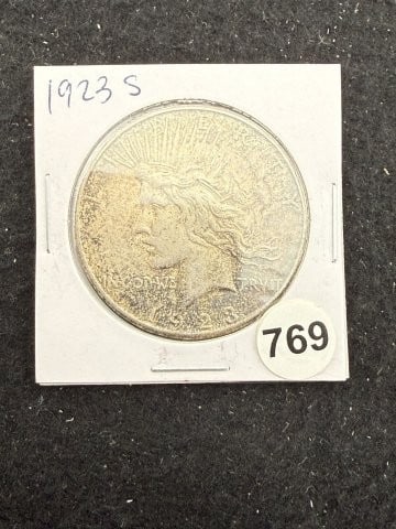 1923 S Peace Silver Dollar Coin: KEY WORDS: INDIAN ARTIFACT ARTIFACTS ARROWHEAD ARROWHEADS NATIVE AMERICAN MISSISSIPPIAN QUAPAW CADDO POTTERY COINS MORGAN DOLLAR PEACE DOLLAR SILVER COINS. All coins have been Sigma tested for authent