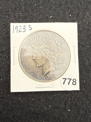 1923 S Peace Silver Dollar Coin: KEY WORDS: INDIAN ARTIFACT ARTIFACTS ARROWHEAD ARROWHEADS NATIVE AMERICAN MISSISSIPPIAN QUAPAW CADDO POTTERY COINS MORGAN DOLLAR PEACE DOLLAR SILVER COINS. All coins have been Sigma tested for authent