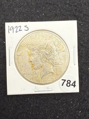 1922 S Peace Silver Dollar Coin: KEY WORDS: INDIAN ARTIFACT ARTIFACTS ARROWHEAD ARROWHEADS NATIVE AMERICAN MISSISSIPPIAN QUAPAW CADDO POTTERY COINS MORGAN DOLLAR PEACE DOLLAR SILVER COINS. All coins have been Sigma tested for authent