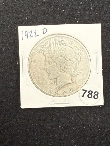1922 D Peace Silver Dollar Coin: KEY WORDS: INDIAN ARTIFACT ARTIFACTS ARROWHEAD ARROWHEADS NATIVE AMERICAN MISSISSIPPIAN QUAPAW CADDO POTTERY COINS MORGAN DOLLAR PEACE DOLLAR SILVER COINS. All coins have been Sigma tested for