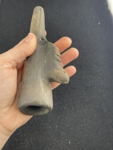 Engraved Pottery Pipe Beaver - 6