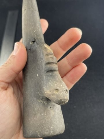Engraved Pottery Pipe Beaver - 8