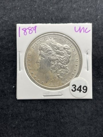 1889 UNC Morgan Silver Dollar Coin: KEY WORDS: INDIAN ARTIFACT ARTIFACTS ARROWHEAD ARROWHEADS NATIVE AMERICAN MISSISSIPPIAN QUAPAW CADDO POTTERY COINS MORGAN DOLLAR PEACE DOLLAR SILVER COINS. All coins have been Sigma tested for authent
