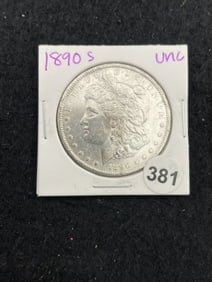 1890 S UNC Morgan Silver Dollar Coin