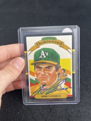 Jose Canseco Hand Signed Authentic Autograph: KEY WORDS: INDIAN ARTIFACT ARTIFACTS ARROWHEAD ARROWHEADS NATIVE AMERICAN MISSISSIPPIAN QUAPAW CADDO POTTERY COINS MORGAN DOLLAR PEACE DOLLAR SILVER COINS. All coins have been Sigma tested for authent