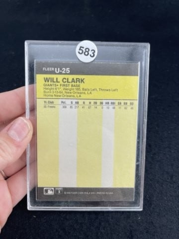 1986 Fleer Will Clark Baseball Card - 2