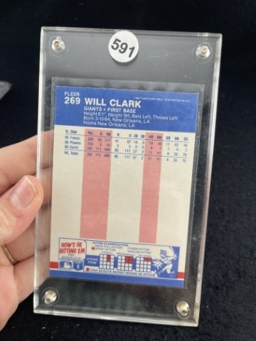 1987 Fleer Will Clark Baseball Card - 2