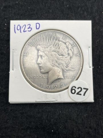 1923 D Peace Silver Dollar Coin: KEY WORDS: INDIAN ARTIFACT ARTIFACTS ARROWHEAD ARROWHEADS NATIVE AMERICAN MISSISSIPPIAN QUAPAW CADDO POTTERY COINS MORGAN DOLLAR PEACE DOLLAR SILVER COINS. All coins have been Sigma tested for authent