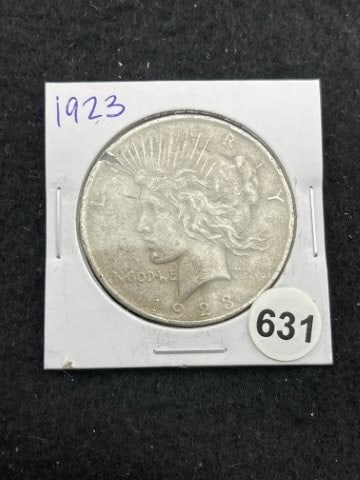 1923 Peace Silver Dollar Coin: KEY WORDS: INDIAN ARTIFACT ARTIFACTS ARROWHEAD ARROWHEADS NATIVE AMERICAN MISSISSIPPIAN QUAPAW CADDO POTTERY COINS MORGAN DOLLAR PEACE DOLLAR SILVER COINS. All coins have been Sigma tested for authent