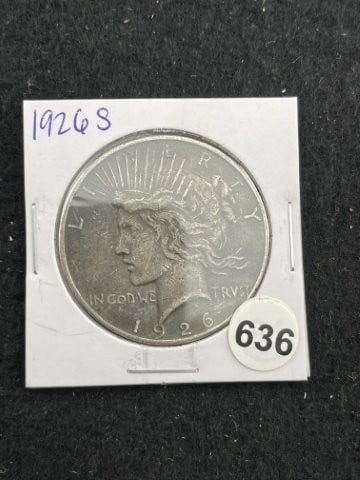 1926 S Peace Silver Dollar Coin: KEY WORDS: INDIAN ARTIFACT ARTIFACTS ARROWHEAD ARROWHEADS NATIVE AMERICAN MISSISSIPPIAN QUAPAW CADDO POTTERY COINS MORGAN DOLLAR PEACE DOLLAR SILVER COINS. All coins have been Sigma tested for authent