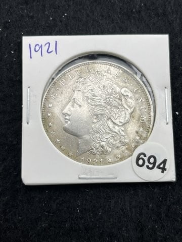 1921 Morgan Silver Dollar Coin: KEY WORDS: INDIAN ARTIFACT ARTIFACTS ARROWHEAD ARROWHEADS NATIVE AMERICAN MISSISSIPPIAN QUAPAW CADDO POTTERY COINS MORGAN DOLLAR PEACE DOLLAR SILVER COINS. All coins have been Sigma tested for