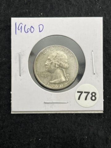 1960 D Washington Silver Quarter Coin: KEY WORDS: INDIAN ARTIFACT ARTIFACTS ARROWHEAD ARROWHEADS NATIVE AMERICAN MISSISSIPPIAN QUAPAW CADDO POTTERY COINS MORGAN DOLLAR PEACE DOLLAR SILVER COINS. All coins have been Sigma tested for authent