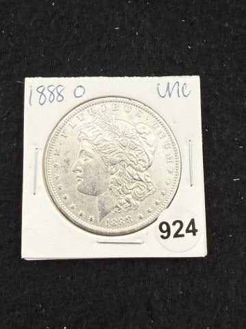 1888 O UNC Morgan Silver Dollar Coin: KEY WORDS: INDIAN ARTIFACT ARTIFACTS ARROWHEAD ARROWHEADS NATIVE AMERICAN MISSISSIPPIAN QUAPAW CADDO POTTERY COINS MORGAN DOLLAR PEACE DOLLAR SILVER COINS. All coins have been Sigma tested for authent