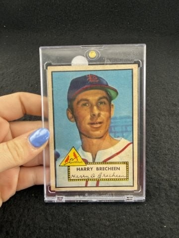 1952 Topps Harry Brecheen Baseball Card: KEY WORDS: INDIAN ARTIFACT ARTIFACTS ARROWHEAD ARROWHEADS NATIVE AMERICAN MISSISSIPPIAN QUAPAW CADDO POTTERY COINS MORGAN DOLLAR PEACE DOLLAR SILVER COINS. All coins have been Sigma tested for authent