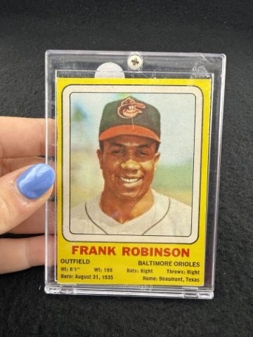 1970 Trans-O-Gram Frank Robinson Baseball Card: KEY WORDS: INDIAN ARTIFACT ARTIFACTS ARROWHEAD ARROWHEADS NATIVE AMERICAN MISSISSIPPIAN QUAPAW CADDO POTTERY COINS MORGAN DOLLAR PEACE DOLLAR SILVER COINS. All coins have been Sigma tested for authent