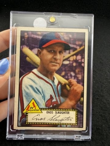 1952 Topps Enos Slaughter Baseball Card: KEY WORDS: INDIAN ARTIFACT ARTIFACTS ARROWHEAD ARROWHEADS NATIVE AMERICAN MISSISSIPPIAN QUAPAW CADDO POTTERY COINS MORGAN DOLLAR PEACE DOLLAR SILVER COINS. All coins have been Sigma tested for authent