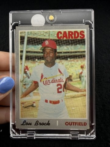1970 Topps Lou Brock Baseball Card: KEY WORDS: INDIAN ARTIFACT ARTIFACTS ARROWHEAD ARROWHEADS NATIVE AMERICAN MISSISSIPPIAN QUAPAW CADDO POTTERY COINS MORGAN DOLLAR PEACE DOLLAR SILVER COINS. All coins have been Sigma tested for authent