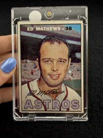 1967 Topps Ed Mathews Baseball Card: KEY WORDS: INDIAN ARTIFACT ARTIFACTS ARROWHEAD ARROWHEADS NATIVE AMERICAN MISSISSIPPIAN QUAPAW CADDO POTTERY COINS MORGAN DOLLAR PEACE DOLLAR SILVER COINS. All coins have been Sigma tested for authent